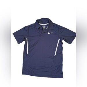 Nike Boys Dri FIT Navy Short Sleeve Tennis Polo Medium